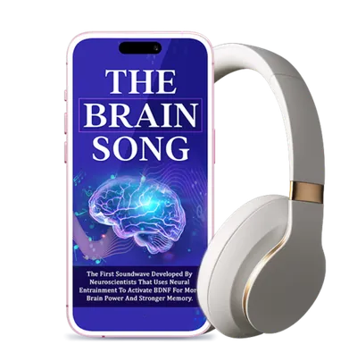 The Brain Song audio playing on a smartphone with headphones